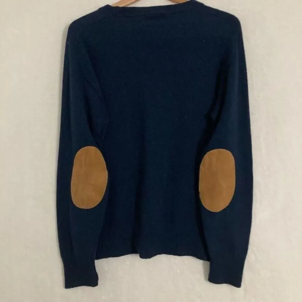 Vtg Iron Run Wool Blend Sweater Mens M Elbow Patches Pullover V Neck‎ Preppy